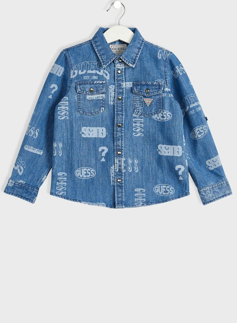 GUESS Kids Denim Printed Shirt