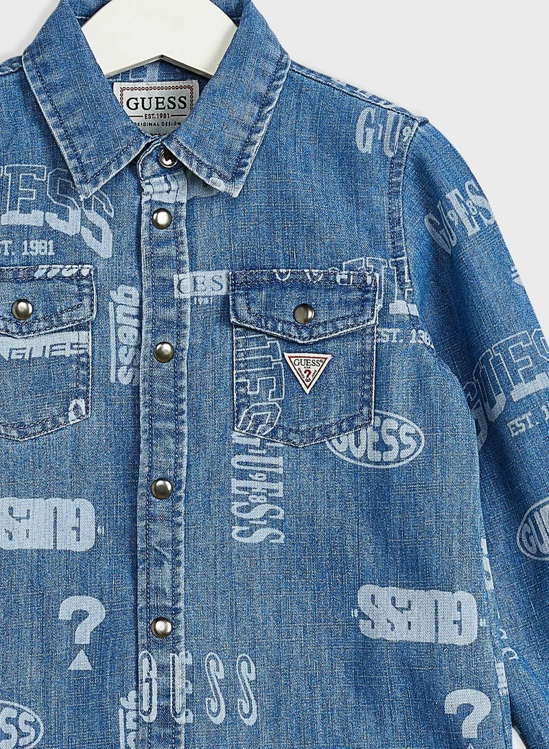 GUESS Kids Denim Printed Shirt