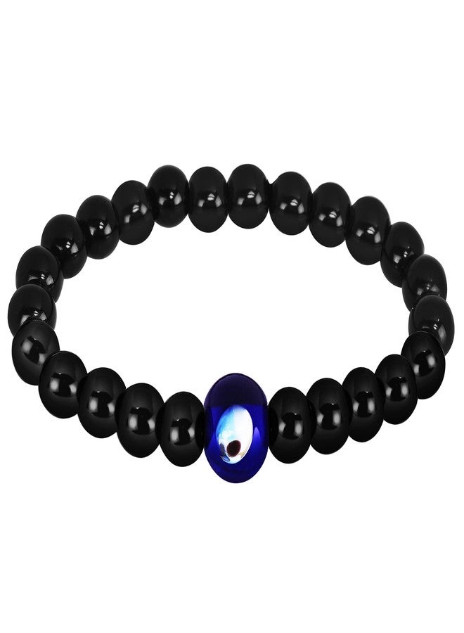 سوار ميكادو الجميل ذو اللون الأزرق الداكن والمزين بخرز كريستالي على شكل عين الحسد للنساء