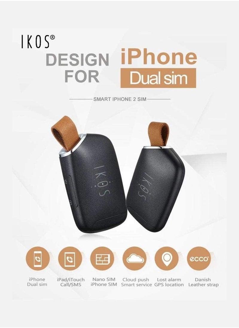 IKOS - Bluetooth Dual SIM Adapter Compatible With Apple iPad iPod iOS System, High Stably, Realize 2 SIM Cards Active in 1 iPhone, For Phone Calls And SMS, Wireless Dual SIM Case K1S - Image 1