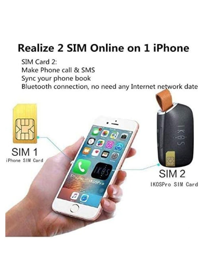 IKOS - Bluetooth Dual SIM Adapter Compatible With Apple iPad iPod iOS System, High Stably, Realize 2 SIM Cards Active in 1 iPhone, For Phone Calls And SMS, Wireless Dual SIM Case K1S - Image 1