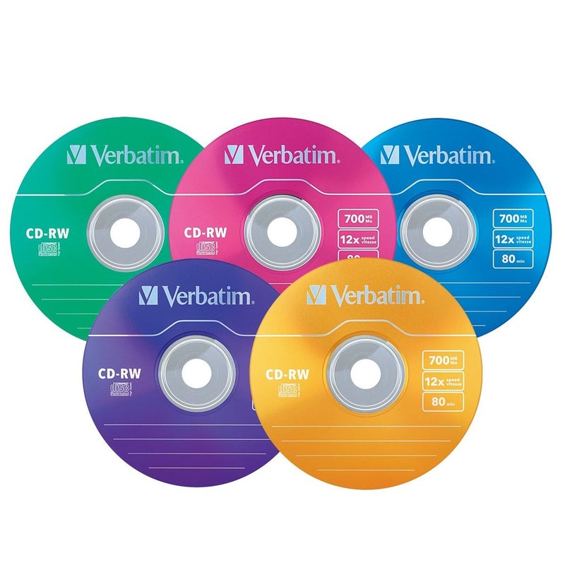 VERBATIM قرص ميديا قابل لإعادة الكتابة CD-RW سعة 700MB سرعة 2X-12X - عبوة 20 قرص في علبة رفيعة - Image 2
