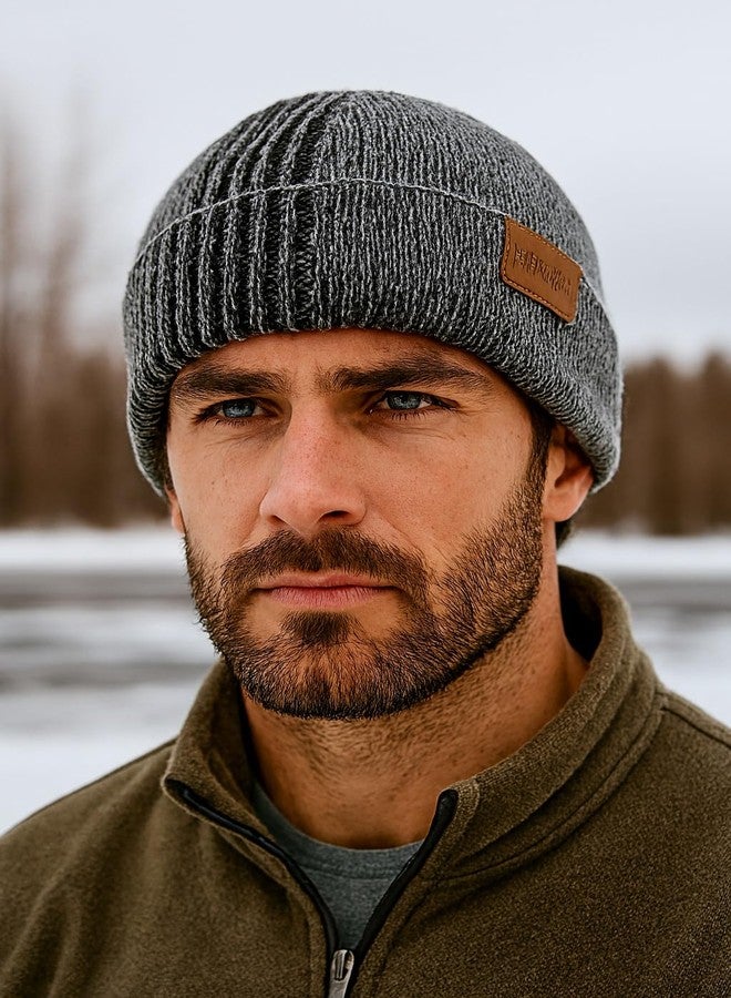 Alexvyan Grey Side Line Winter Knitted Men Cap,Soft & Warm Fleece Lined Acrylic Snow Proof Woolen Men's Cap (Inside Fur) - Image 2