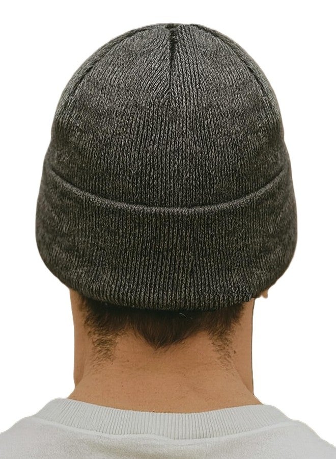 Alexvyan Grey Side Line Winter Knitted Men Cap,Soft & Warm Fleece Lined Acrylic Snow Proof Woolen Men's Cap (Inside Fur) - Image 3
