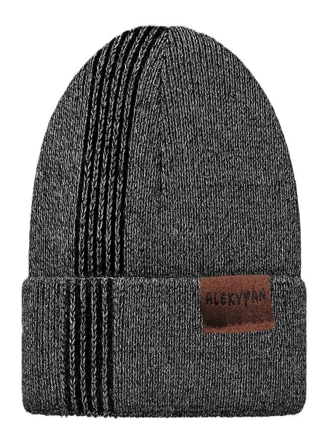 Alexvyan Grey Side Line Winter Knitted Men Cap,Soft & Warm Fleece Lined Acrylic Snow Proof Woolen Men's Cap (Inside Fur) - Image 4