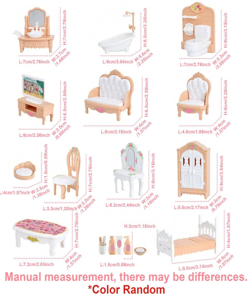 Zbdroxygen 32pcs Brown Furniture Desktop Decoration Doll House Set, Miniature Doll House Set with Kitchen, Bedroom, Living Room and Bathroom Furniture, Pretend Play Toy for Kids, Gift for Boys and Girls - Image 2