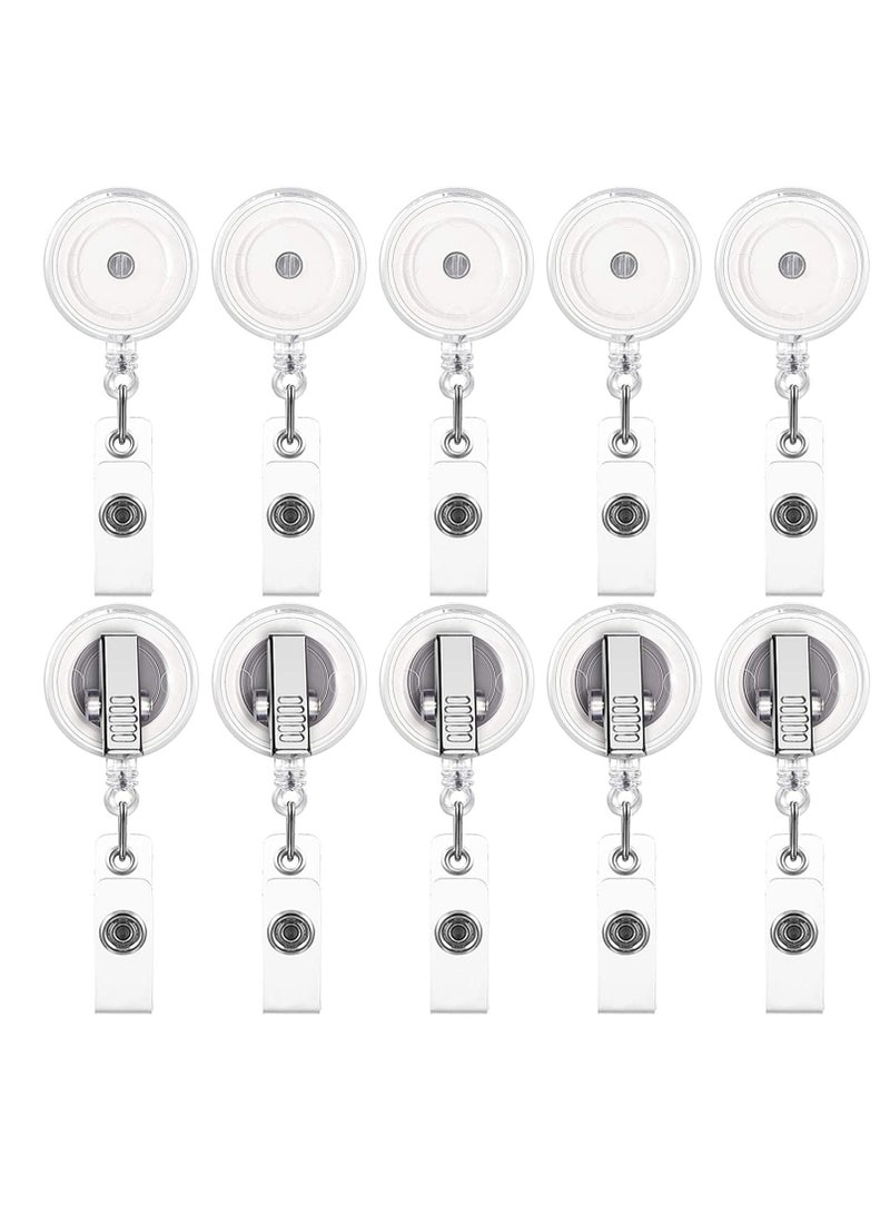 SYOSI 10 Pieces Retractable Badge Holder Reels with Swivel Alligator Clip ID Card Holder Name Badge Reel Clips for Students Teachers Office Workers Clear - Image 1