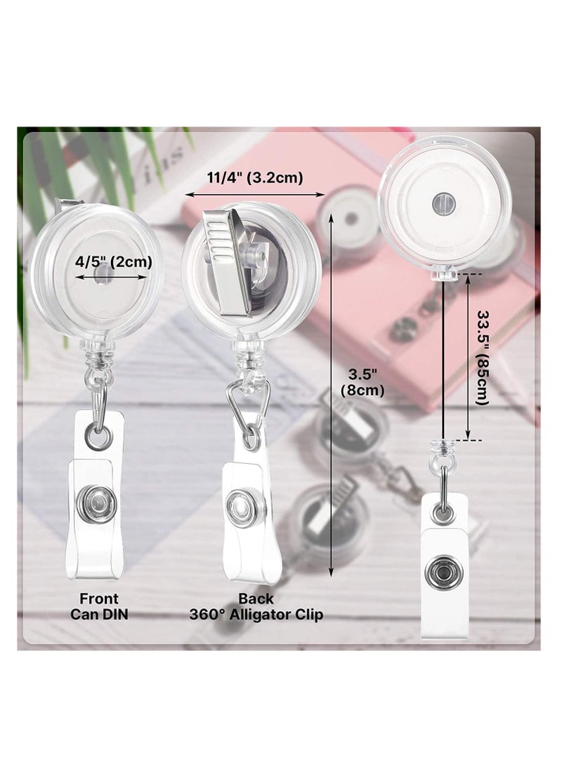 SYOSI 10 Pieces Retractable Badge Holder Reels with Swivel Alligator Clip ID Card Holder Name Badge Reel Clips for Students Teachers Office Workers Clear - Image 5