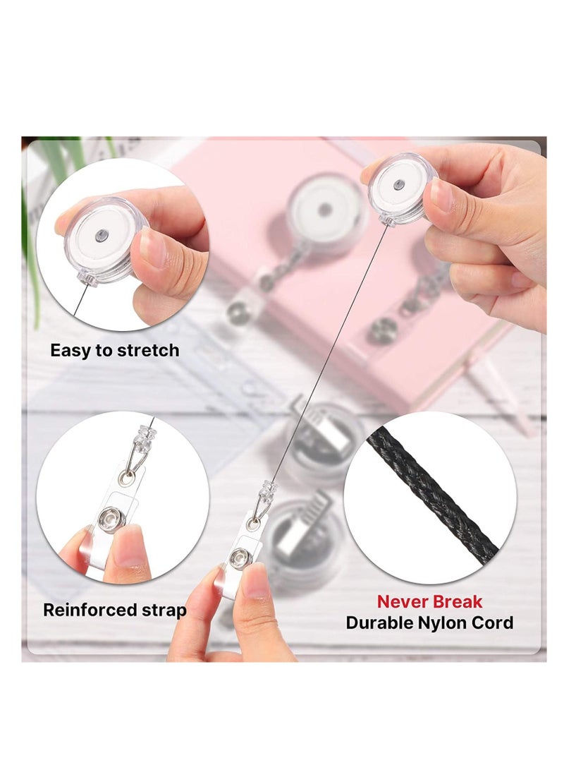 SYOSI 10 Pieces Retractable Badge Holder Reels with Swivel Alligator Clip ID Card Holder Name Badge Reel Clips for Students Teachers Office Workers Clear - Image 3