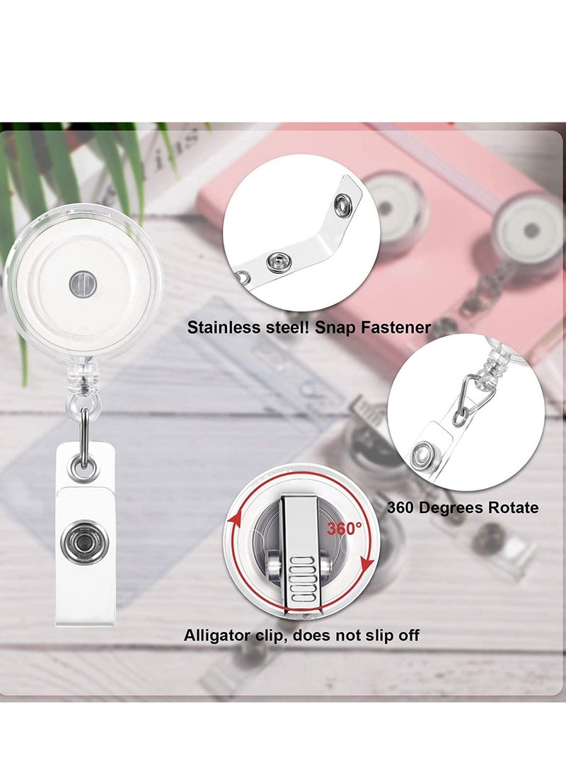 SYOSI 10 Pieces Retractable Badge Holder Reels with Swivel Alligator Clip ID Card Holder Name Badge Reel Clips for Students Teachers Office Workers Clear - Image 4