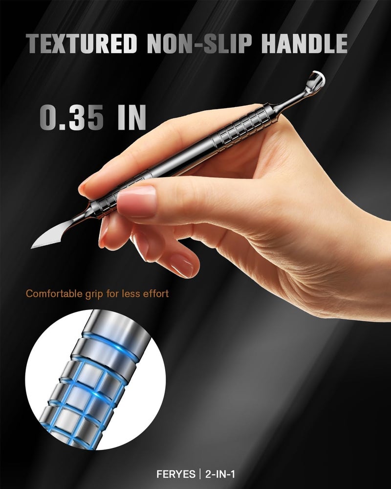FERYES 2-IN-1 Horseshoe Shaped Cuticle Pusher and Removal Tool - Image 3