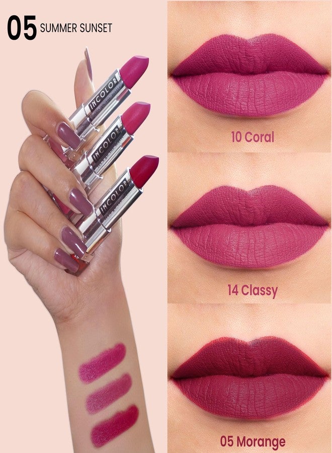 Incolor Let's Go For Matte Lipstick Romantic Rainbow Combo 01 Red Brown Pink - Image 2