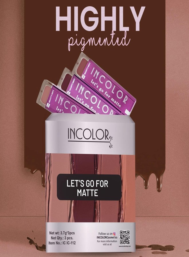 Incolor Let's Go For Matte Lipstick Romantic Rainbow Combo 01 Red Brown Pink - Image 5