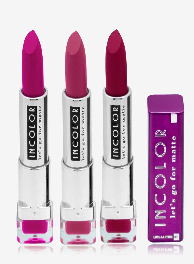 Incolor Let's Go For Matte Lipstick Romantic Rainbow Combo 01 Red Brown Pink - Image 1
