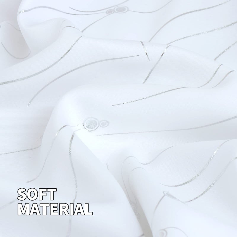 BGment Room Darkening Curtains 54 Inches Long  Grommet Thermal Insulated Blackout Curtains with Wave Line and Dots Printed for Bedroom  2 Panels  Each 42 x 54 Inch  Pure White - Image 4