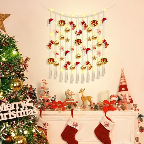 Poefditev Macrame Hanging Photo Display Boho Wall Decor with String Lights Wooden Beads Garland Picture Frame Collage Holder with 45 Clips for Room, Bedroom, Dorm, Christmas Teenage Teen Girl Gifts (Beige, Large) - Image 3