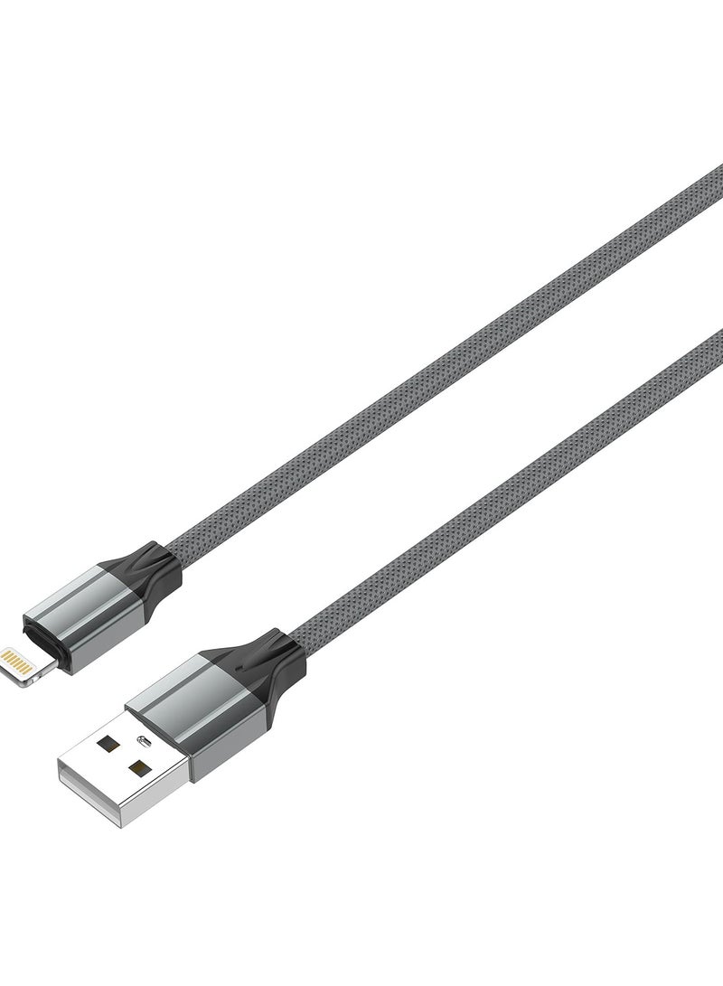 لدنيو كابل LDNIO LS442 كابل بيانات شحن سريع TPE 2.4A أقصى تيار USB-A إلى Lightning بطول 2 متر -رمادي - Image 1
