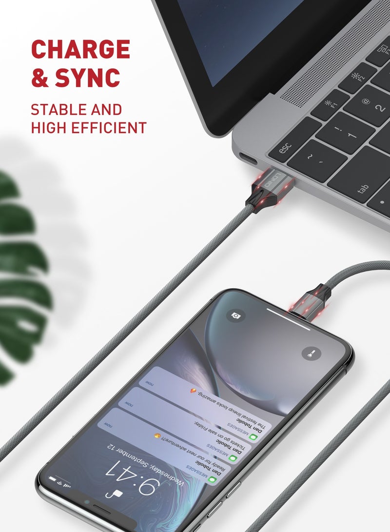 لدنيو كابل LDNIO LS442 كابل بيانات شحن سريع TPE 2.4A أقصى تيار USB-A إلى Lightning بطول 2 متر -رمادي - Image 3