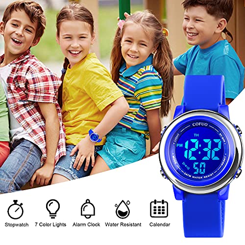cofuo Kids Digital Sport Waterproof Watch for Girls Boys, Kid Sports Outdoor LED Electrical Watches with Luminous Alarm Stopwatch Child Wristwatch 3-12 Years - Image 5