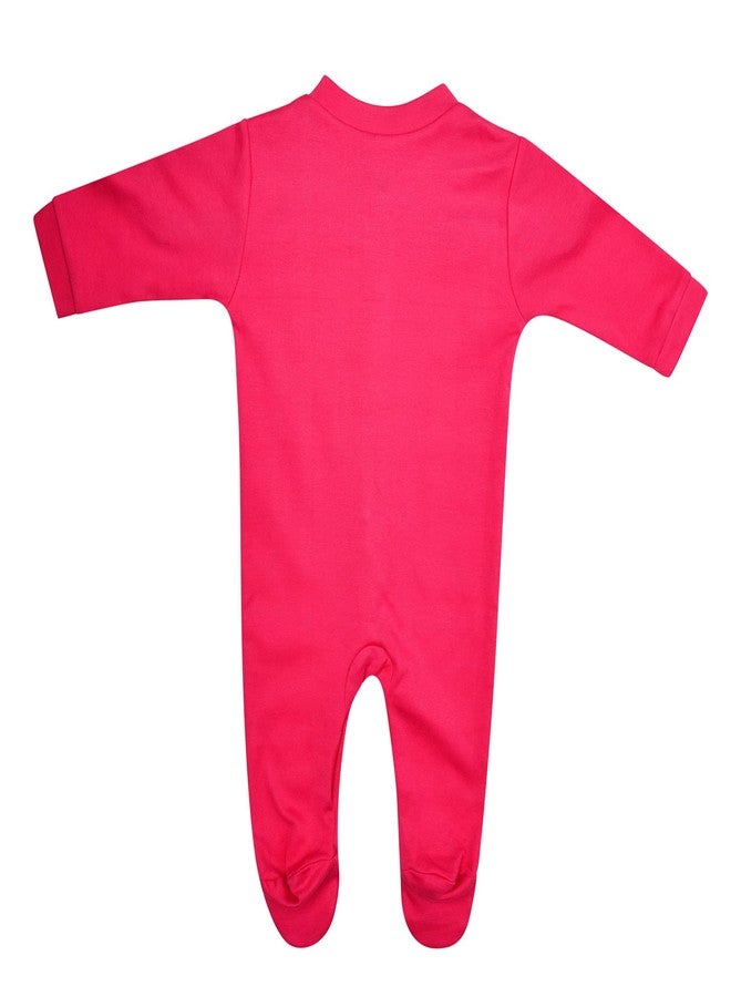 Magic Town® 100% Hosiery Cotton Unisex Long Sleeve Sleep Suit Romper for Boys Girls and Infants Set of 3 (Multi Color, Pink) (12-18 Months) - Image 3
