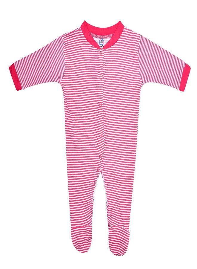 Magic Town® 100% Hosiery Cotton Unisex Long Sleeve Sleep Suit Romper for Boys Girls and Infants Set of 3 (Multi Color, Pink) (12-18 Months) - Image 4