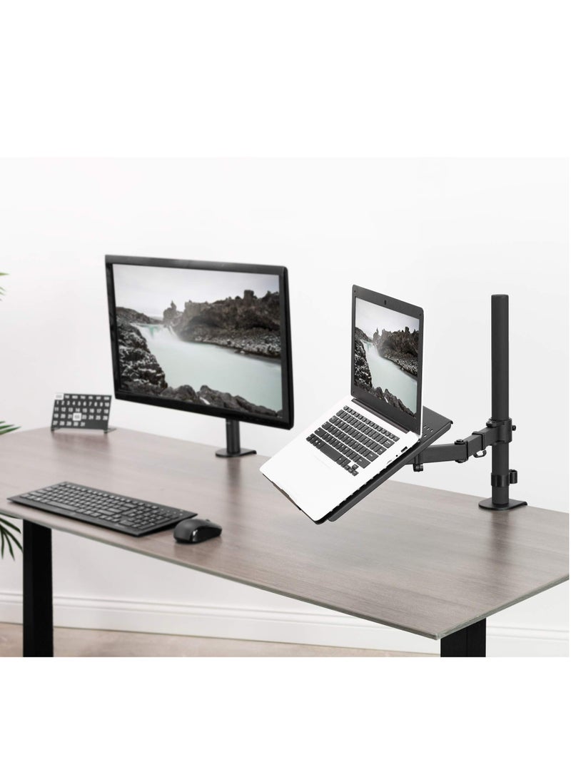 Arabest Single Laptop Notebook Desk Mount Stand, Fully Adjustable Extension with C-clamp, Fits up to 17 inch Laptops, Black  - Image 2