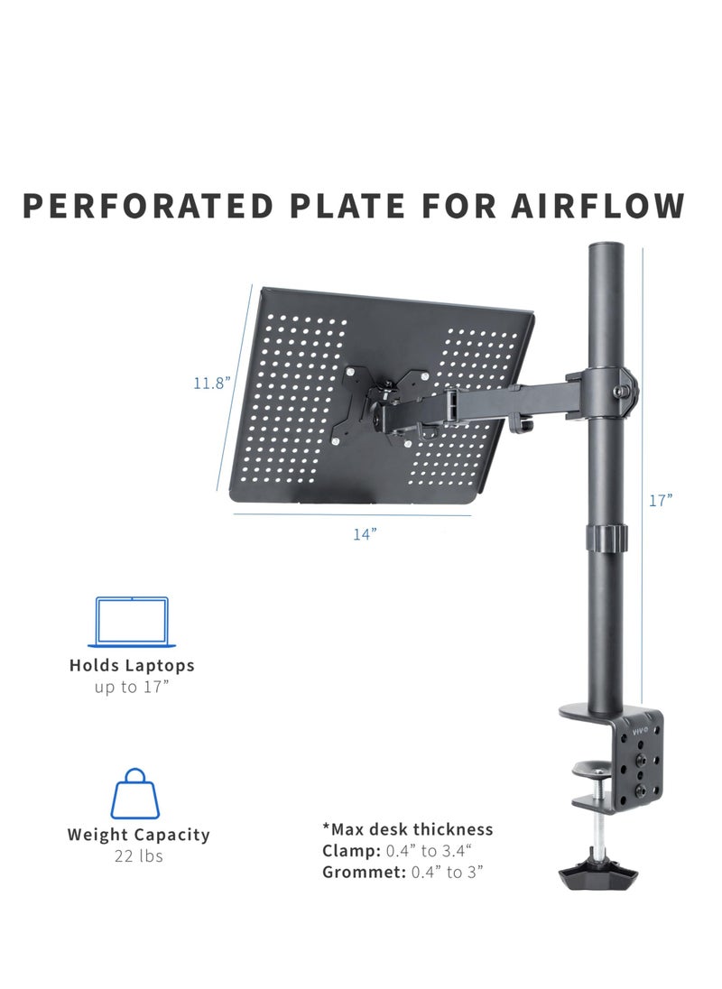 Arabest Single Laptop Notebook Desk Mount Stand, Fully Adjustable Extension with C-clamp, Fits up to 17 inch Laptops, Black  - Image 3