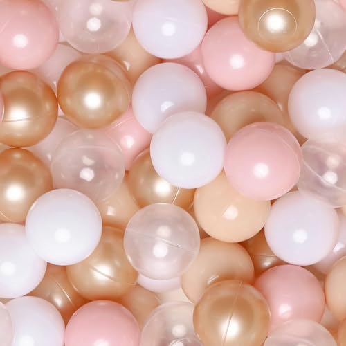 GOGOSO Ball Pits Balls Toddlers 50 100 200 500 Plastics Shape Ball NonPhthalate NonBPA NonToxic 22Inch Crush Proof Play Balls BeigePinkPearl BrownWhiteClear 100 Balls - Image 1