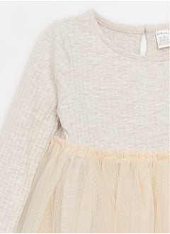 LC WAIKIKI Crew Neck Long Sleeve Tulle Detailed Baby Girl Dress  - Image 2