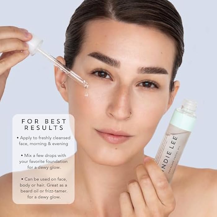 Indie Lee 100% Squalane Oil - Daily Face Oil & Hydrating Moisturizer for Dry Skin, Fine Lines and Wrinkles - Even Skin Tone, Brighten & Improve Texture (30ml) - Image 4