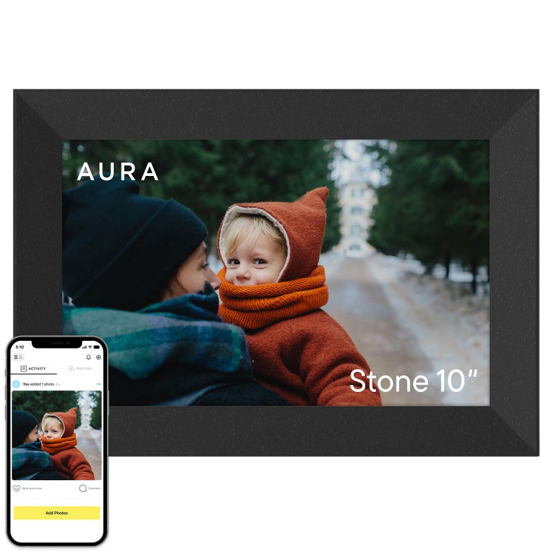 Aura Stone Digital Picture Frame - 10.1" HD Mat Display | Wirecutter's Best Digital Frame for Gifting - Send Photos Directly from Your Phone | Quick & Easy Setup Over WiFi - Free App | Black - Image 1