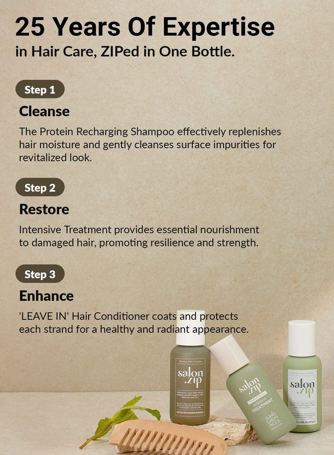 JUNG SAEM MOOL [JUNGSAEMMOOL OFFICIAL] Salon.ZIP Home Clinic Mini Trial Kit 3ea (Recharging Shampoo 50g+Hair Milk Pack 50ml+Intensive Treatment 50ml) | Shampoo Travel kit - Image 3