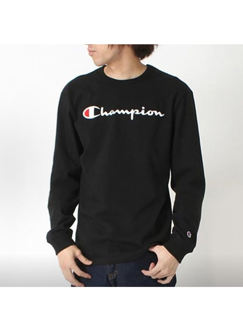 Champion Classic Script Logo Black Long‑Sleeve T‑Shirt Size XL - Image 1