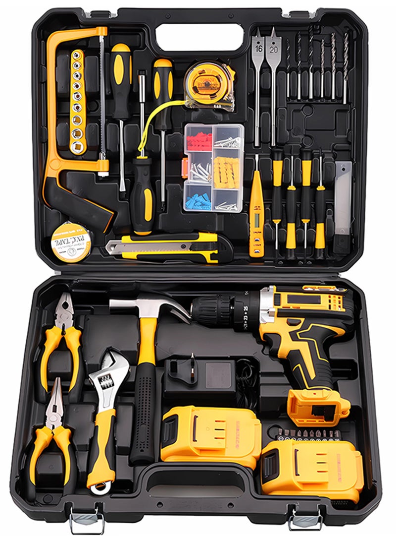 WAMIT 129 Piece Power Tools Kit with 48V Cordless Drill, Professional Household Home Tool Kit Set with DIY Hand Tool Kits for Garden Office House Repair Maintain - Image 1