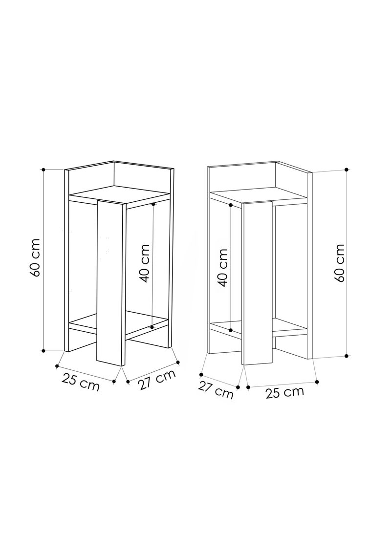 موراه طقم طاولة جانبية عصرية من موراه هوم إيلوس | طاولة جانبية متعددة الاستخدامات لغرفة النوم والمعيشة | مساحة تخزين بطابقين | ٢٥×٦٠×٢٥ سم | موكا فاتح - Image 3
