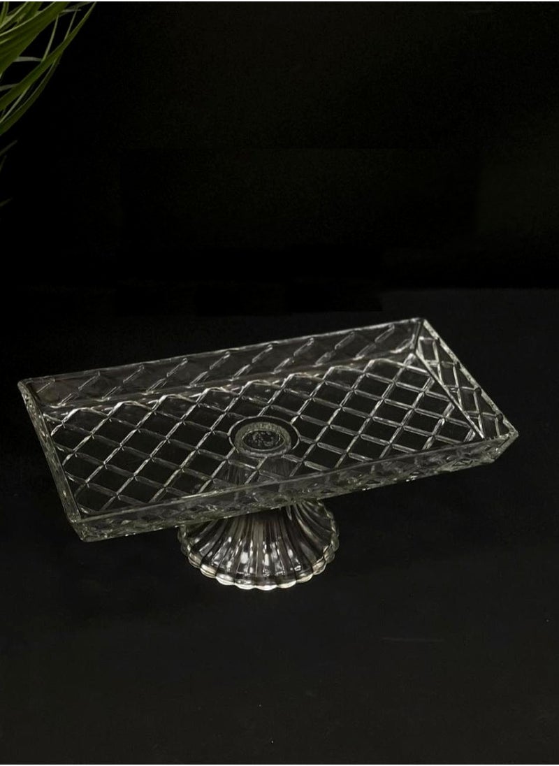 A multi-use Glass Serving Dish with a Base for Sweets and Fruits 