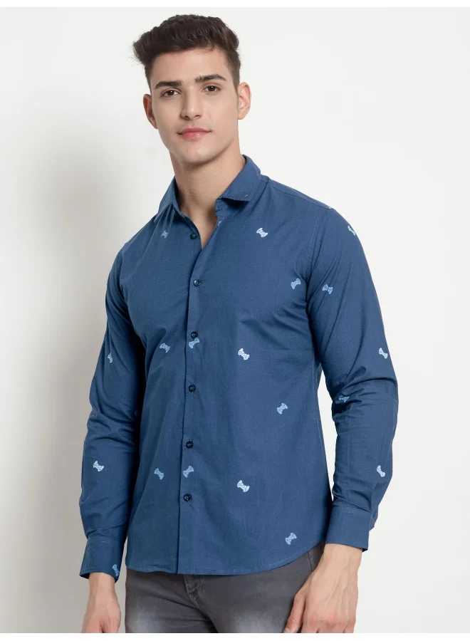 بيونغ قمصان ألعاب بأكمام طويلة للرجال - أزرق داكن