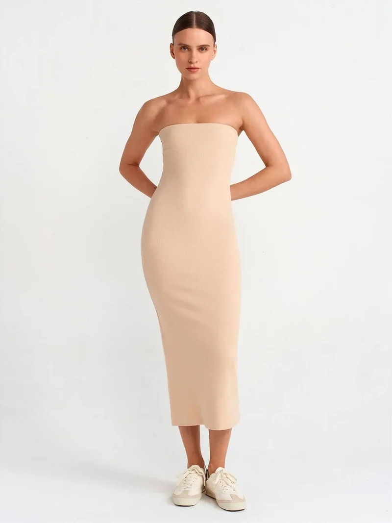 ديلفين Dilvin Strapless Bodycon Midi Dress
