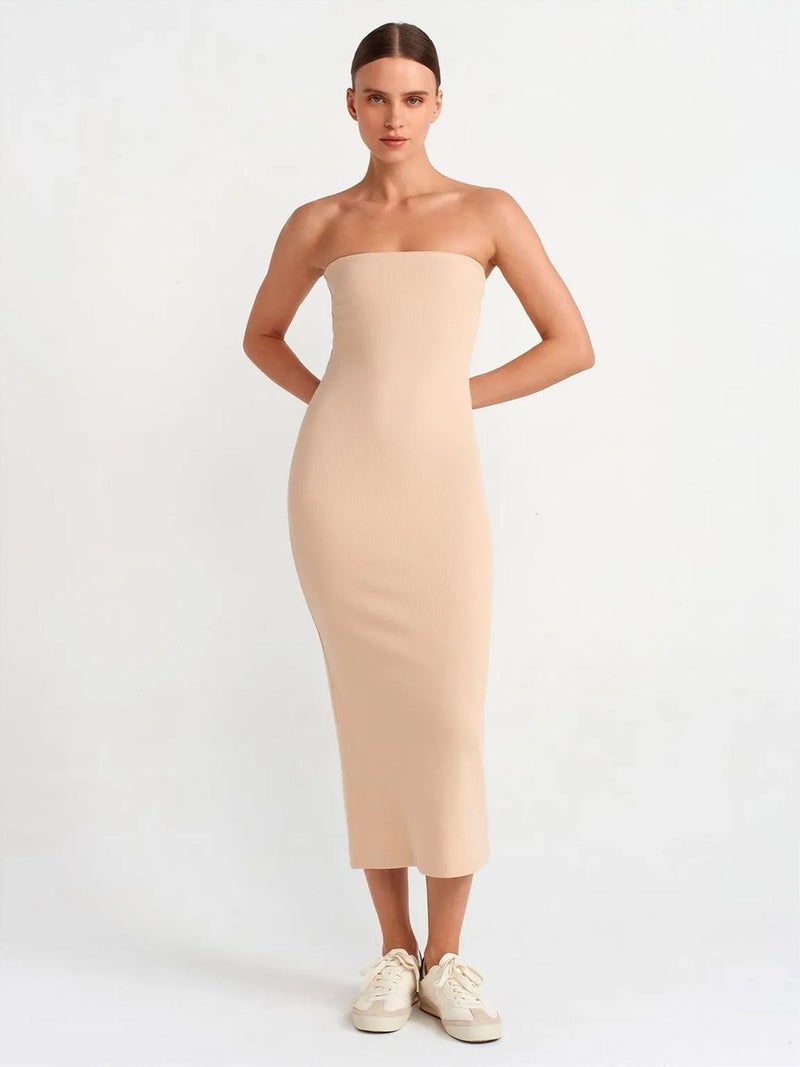 DILVIN Strapless Bodycon Midi Dress - Image 1