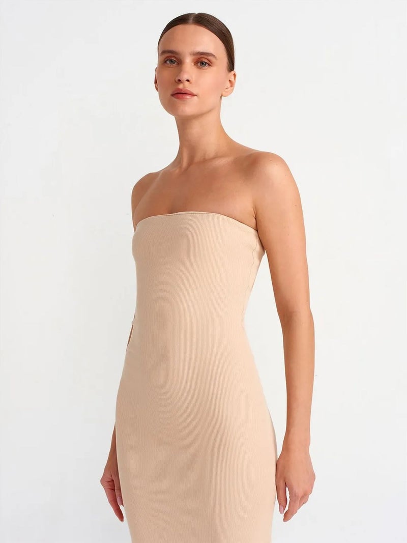 DILVIN Strapless Bodycon Midi Dress - Image 4