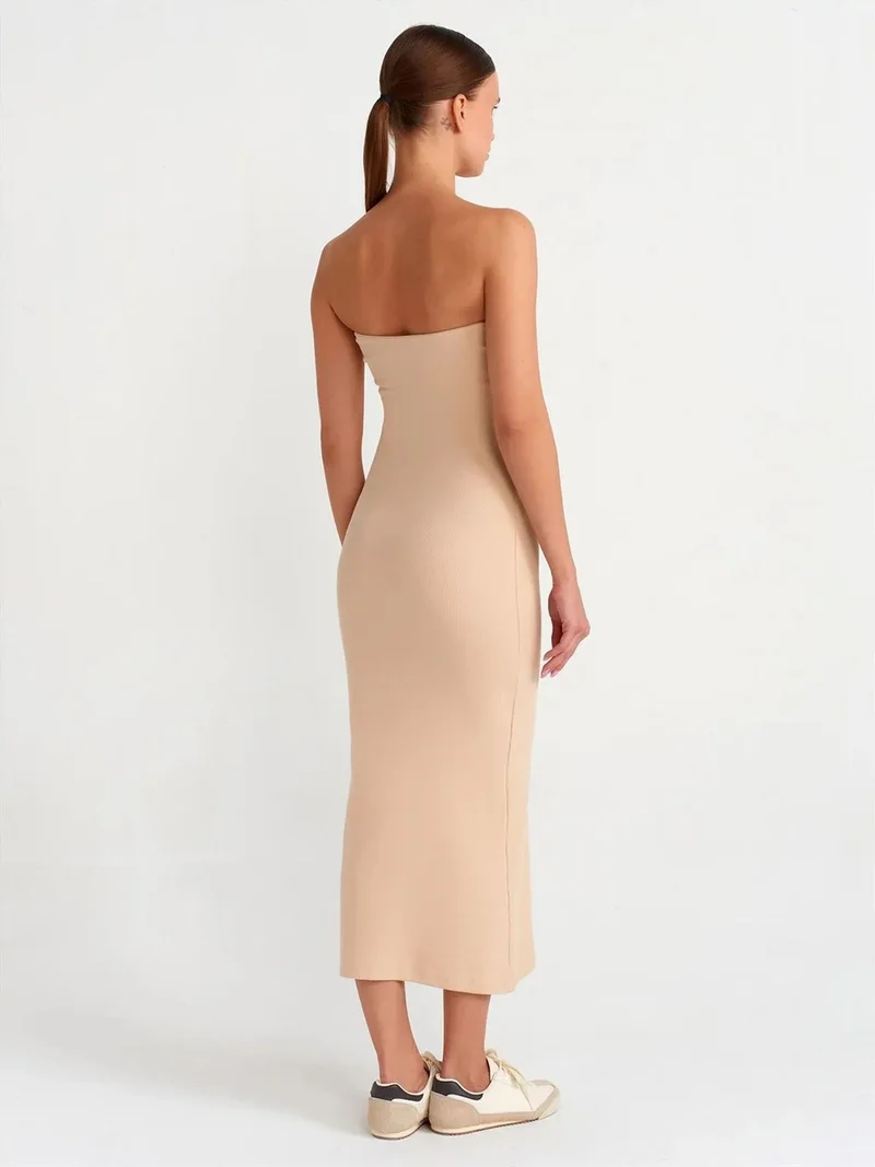 ديلفين Dilvin Strapless Bodycon Midi Dress