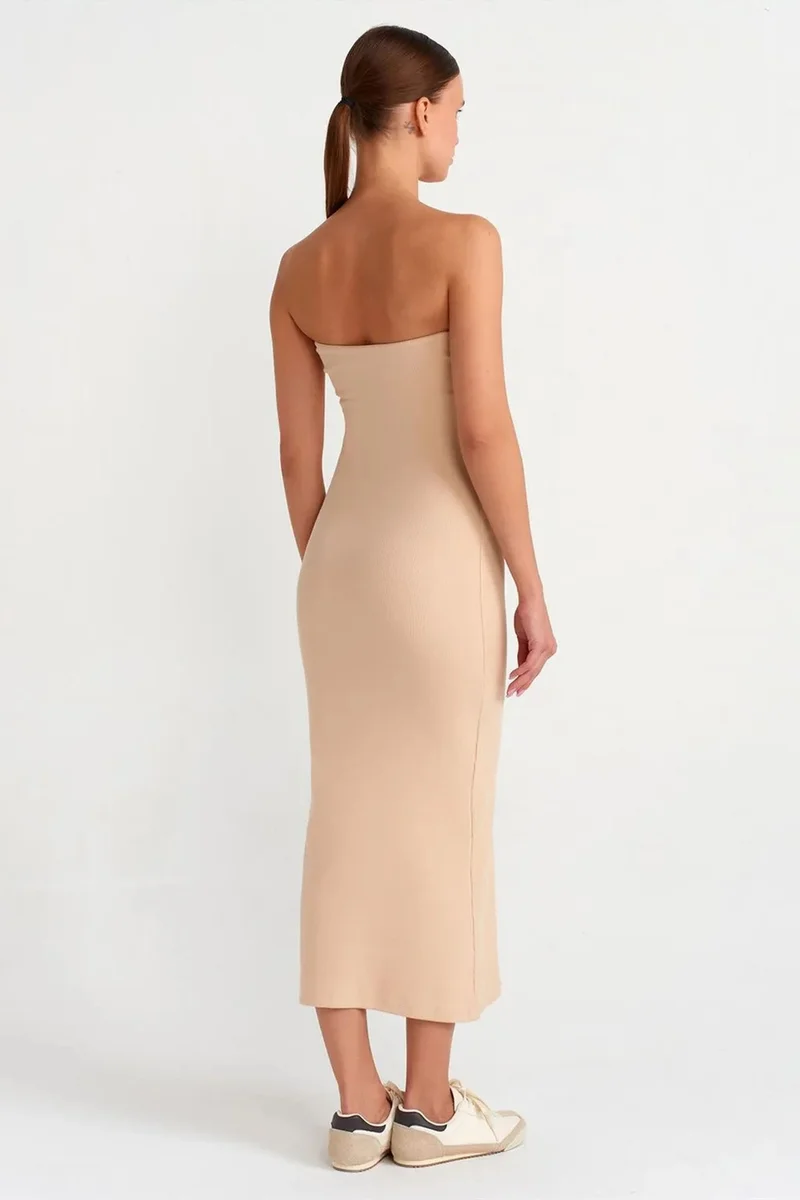 ديلفين DILVIN Strapless Bodycon Midi Dress