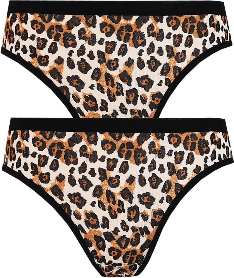 هيبسين راكيب Rivaling All 2-Piece Women's Leopard Bikini Plain Back Cotton Panties Underwear