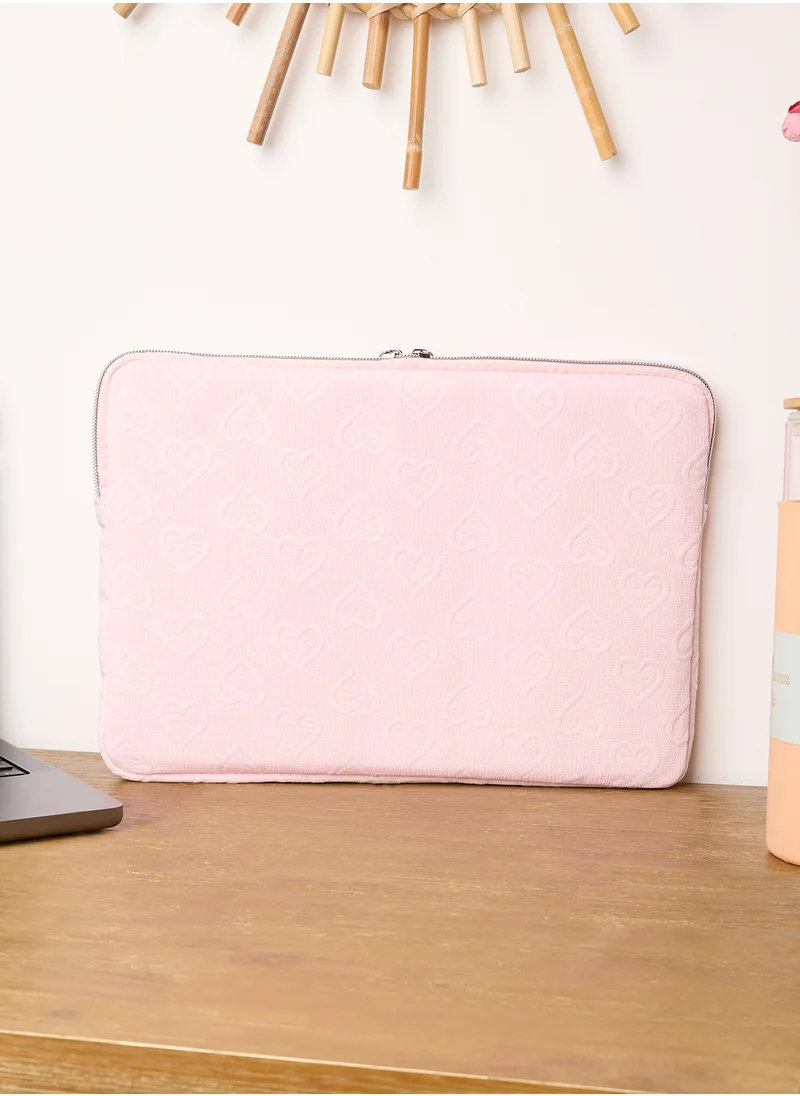 COCONUT LANE Babypink Heart Laptop Sleeve