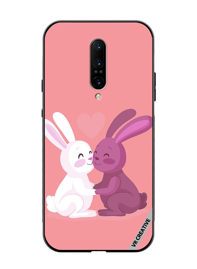 VR CREATIVE Protective Case Cover For OnePlus 7 Pro Love Rabbits Design Multicolour - Image 1