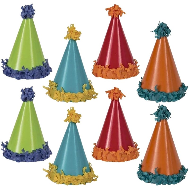 Unique Party 63602 - Pom Pom Mini Party Hats, Pack of 8 - Image 1