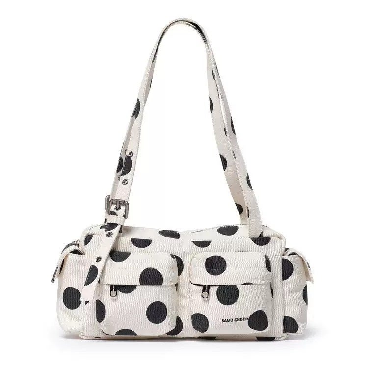 Women's Polka Dot Multi-Pocket Shoulder Tote Bag - Image 1
