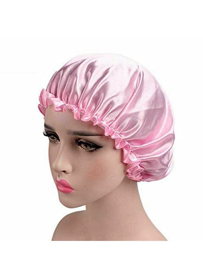 VIYANSHI Adjustable Satin Sleep Cap Hair Bonnet Double Layered Reversible for Women Protective Sleep Hairstyles (Light Pink) - Image 1