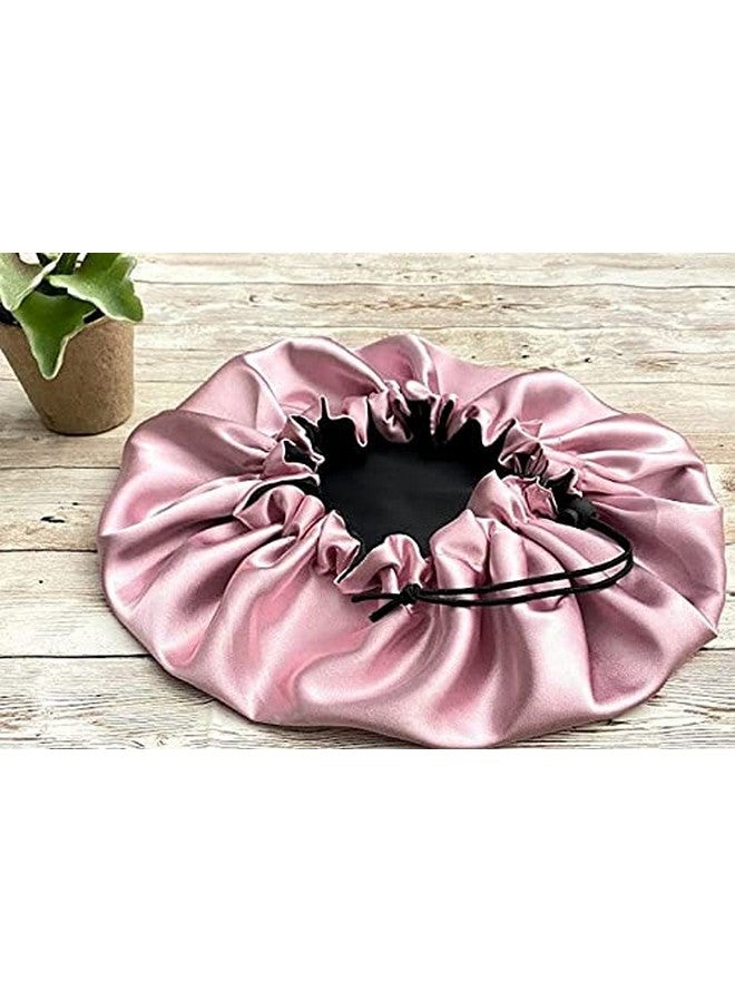 VIYANSHI Adjustable Satin Sleep Cap Hair Bonnet Double Layered Reversible for Women Protective Sleep Hairstyles (Light Pink) - Image 3
