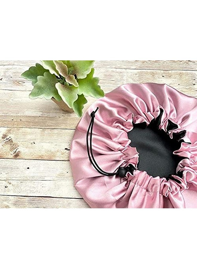 VIYANSHI Adjustable Satin Sleep Cap Hair Bonnet Double Layered Reversible for Women Protective Sleep Hairstyles (Light Pink) - Image 2